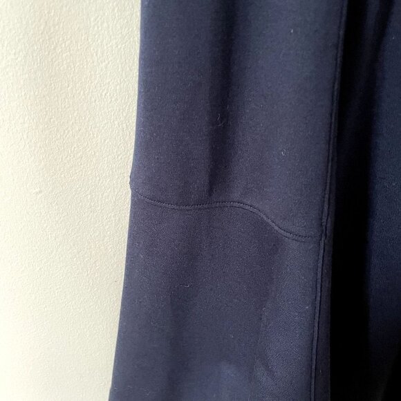 Lands' End dark navy blue midi dress long sleeves boat neckline rayon comfort - Picture 5 of 6